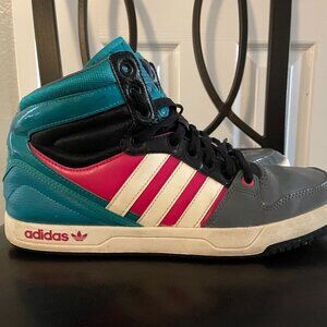 Adidas Vintage South Beach Pink, Grey, Torquoise Hi-tops